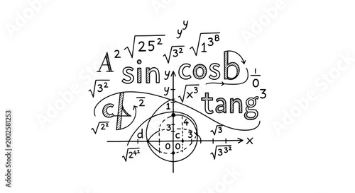 Math, algebra, calculus, equations, formulas, vector illustration