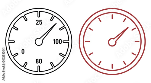 Speedometer and gauge icons for measuring performance and speed