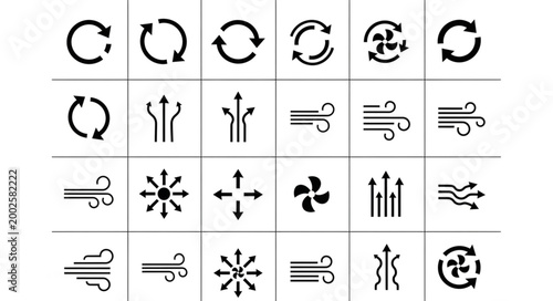 Collection of Airflow and Rotation Icons.