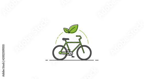 Green bicycle symbol representing eco friendly transportation and sustainable urban commuting choices for a healthier planet and active lifestyle promoting bicycling as a positive environmental