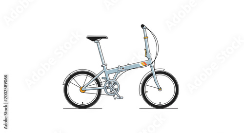 A detailed portrayal of a collapsible urban bicycle showcasing its compact design and ready to ride stance perfect for city commuting and easy storage
