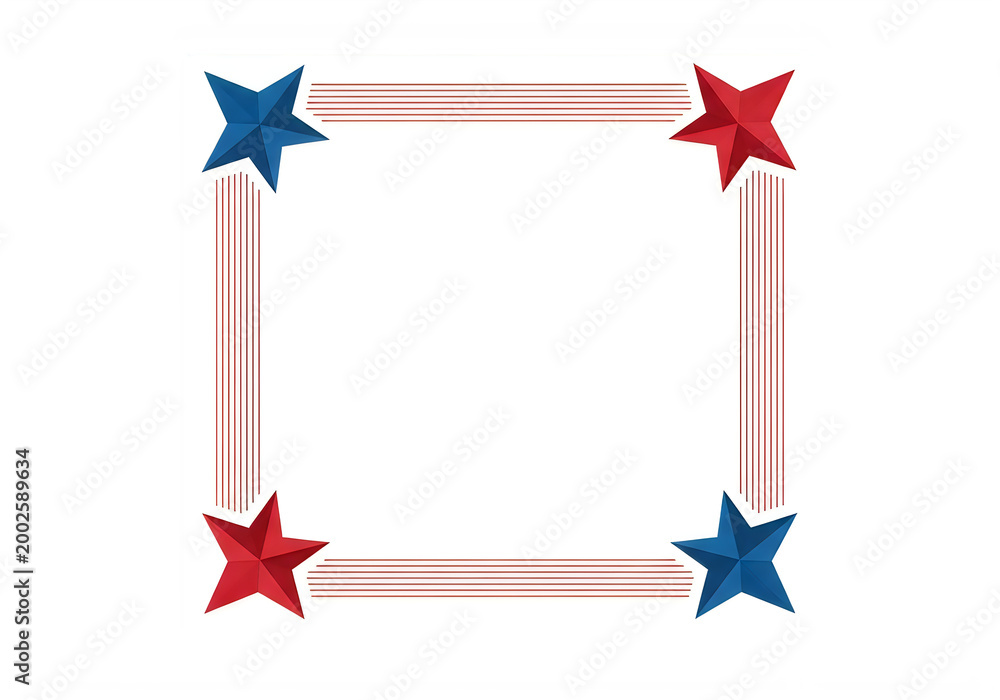 Obraz premium Square border frame with red and blue stars for patriotic design