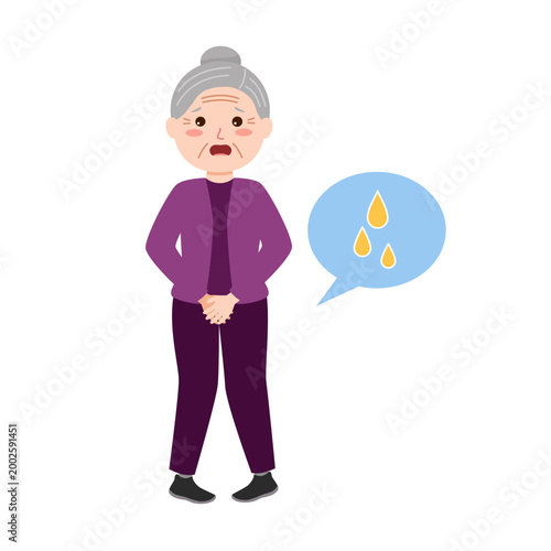 Elderly woman impatient with urinary incontinence