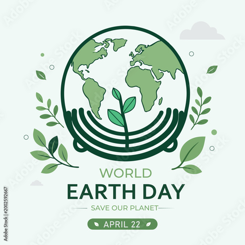 Earth Day Green Planet Vector Eco Friendly World Sustainability Illustration