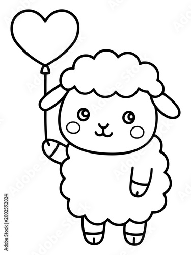 A Sheep with Heart Balloon: A charming illustration depicts a fluffy sheep holding a heart-shaped balloon, representing innocence and affection. 