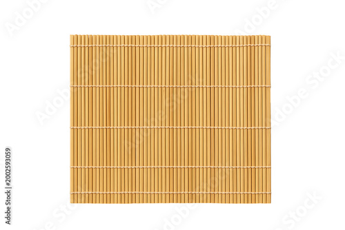 Bamboo sushi rolling mat with natural wooden texture isolated on transparent background