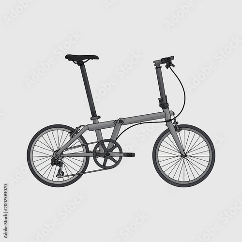 Foldable Bicycle Urban Eco Transport Line Illustration