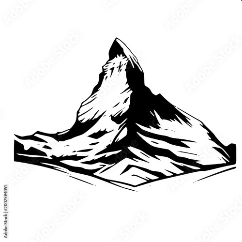 Matterhorn Mountain Peak Minimalist Line Art - Switzerland Landscape Vector - Version 2