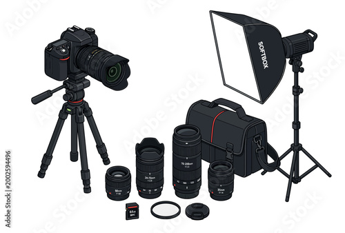 Professional Photography Equipment Setup Studio Lighting Kit.