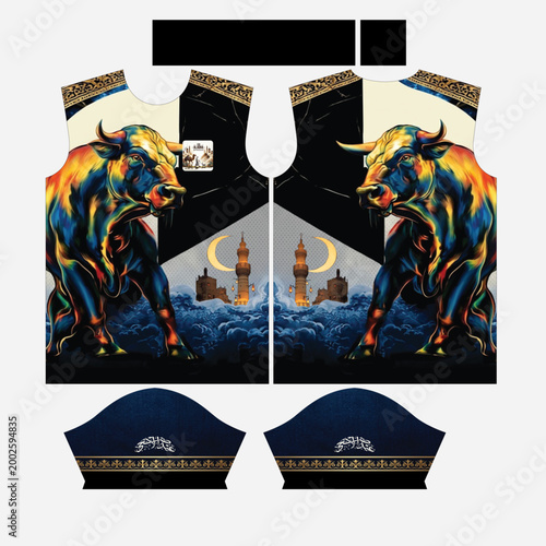 Eid al-Adha Themed Bull and Islamic Architecture Sports Jersey Sublimation Print Design