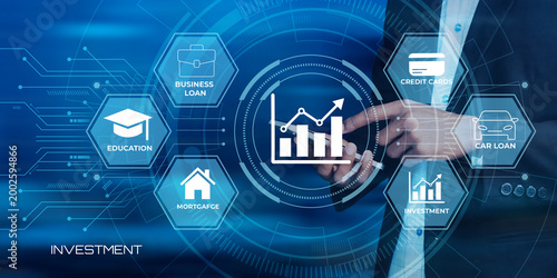 Fotografie Person analyzing various financial loan and investment options on digital interf