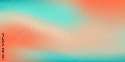 Soft Teal Orange Pastel Gradient texture background. Soft teal orange gradient vector cover, pastel mint texture wallpaper. Radiant turquoise color effect backdrop or vivid coral hologram background