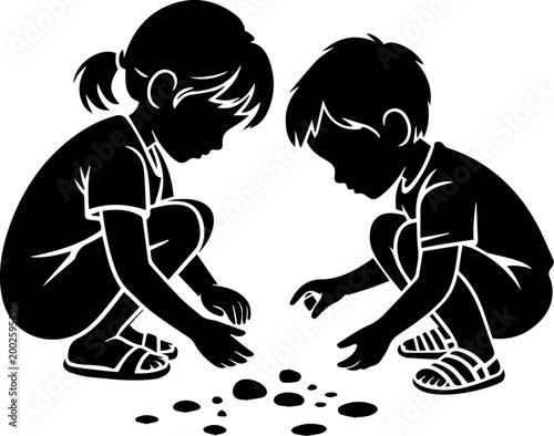 Foto Counting pebbles for math activity