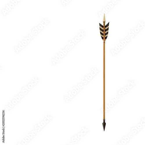 Traditional arrow with feather fletching isolated on transparent background