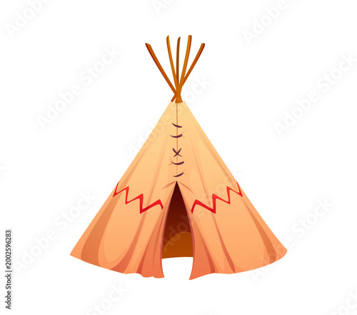Cartoon Wild West or Western cowboy game icon, vector Indian wigwam or Native Americans wikiup tent and tepee dwelling house for Wild West and Western cowboy theme game icon
