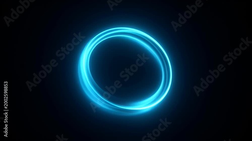 Glowing neon blue circle ring glow light trail neon light abstract futuristic glowing blue neon circle with soft light trails dark background futuristic minimalist ring illustration conveying motion