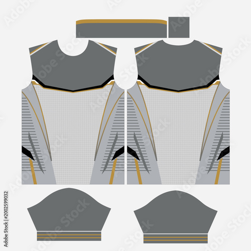 Modern Gray and Gold Geometric Sports Jersey Sublimation Print Pattern Template