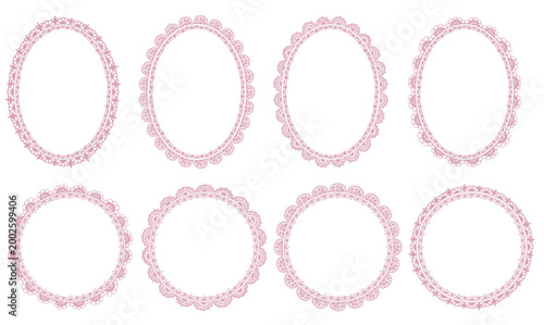 Hand drawn oval lace frame, elegant vintage border for card, print, cake tag or love design.
