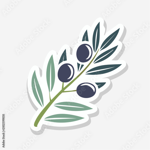Stylized Olive Branch with Black Olives