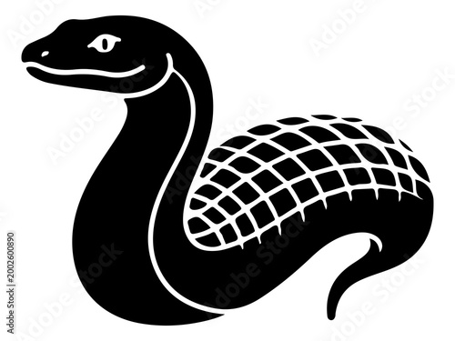 Tablou pe pânză Detailed Cobra Snake Silhouette, Venomous Reptile Icon, Vector Wildlife and Dang