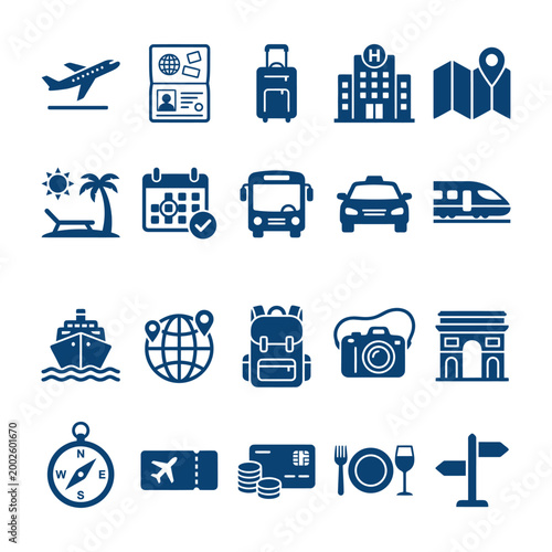 Travel icons and symbols collection.