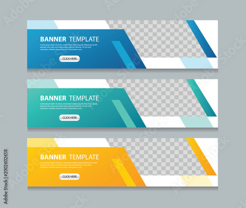 set  abstract three color horizontal web banner design background template. Suitable for web and social media ads. Vector illustration file with Space to add pictures.