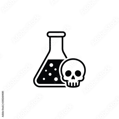Foto Poisonous concoction a skull and flask symbolizing danger and toxicity