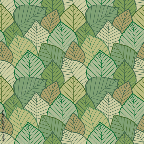 Seamless Pattern with Hand Drawn Leaf Illustration. 