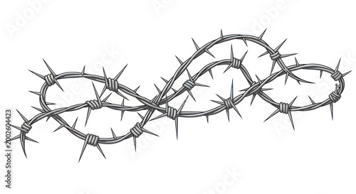 Barbed wire close up detail.