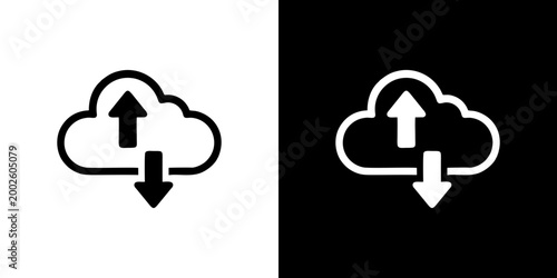 Cloud upload and download icon data transfer sync storage symbol