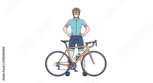 Active individual rider wearing cycling apparel stands proudly with their bicycle ready for an outdoor road race or exhilarating countryside adventure embracing a healthy lifestyle and athletic