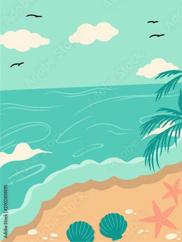 Tropical Beach Serenity Illustration