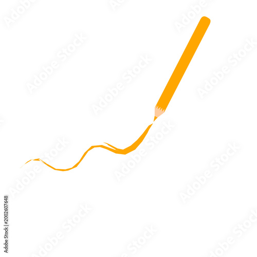 Colored pencil vector. Illustration of a colored pencil being drawn. Flat design of colored pencil for drawing. Colorful colored pencil