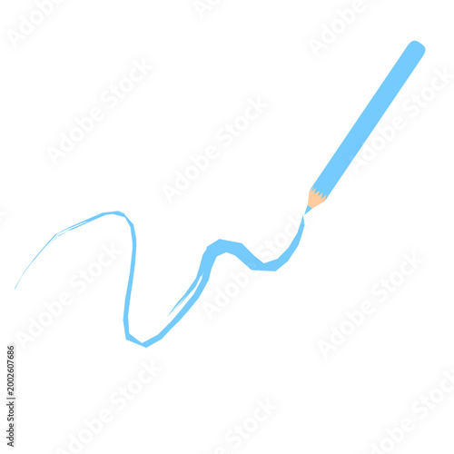 Colored pencil vector. Illustration of a colored pencil being drawn. Flat design of colored pencil for drawing. Colorful colored pencil