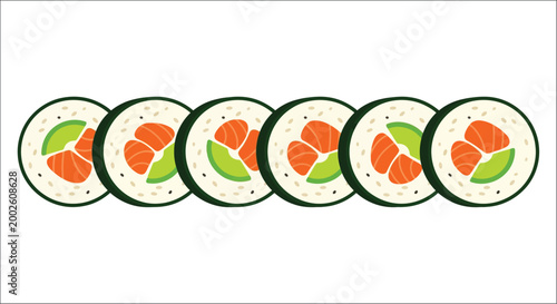 Sushi rolls illustration colorful vector design on white background