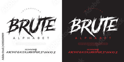 Bild auf Leinwand Brute font extreme brush scratch display alphabet for metal rock music and aggre