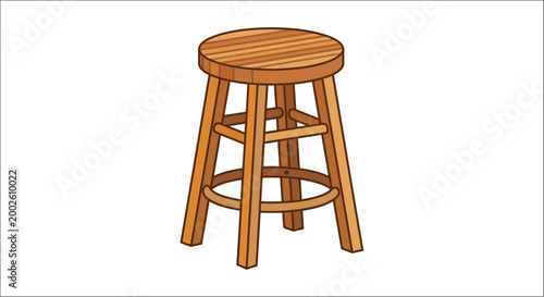 Wooden bar stool illustration on a white background