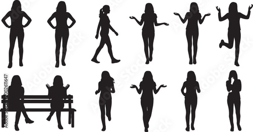 Fotografija Women silhouettes vector collection versatile poses branding illustration isolat