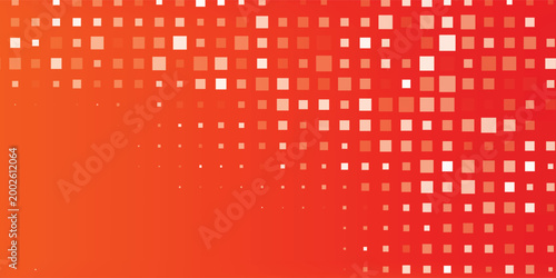 Abstract geometric design with glowing red tones and pixel-like square elements arranged in a flowing pattern. Suitable for modern tech themes and creative layouts