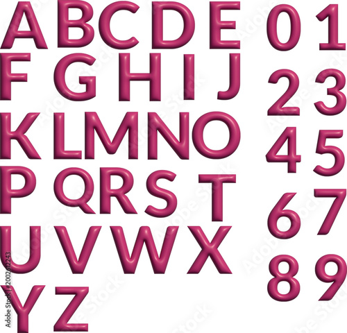 Vector alphabet set featuring a 3d colorful font collection of letters and abc symbols for creative typography design in a pink paper style illustration
