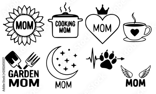 Mom SVG Bundle with Sunflower, Cooking, Garden, Coffee, Paw Print and Angel Wings Designs – Perfect Clipart Set for Mother's Day DIY Crafts and Shirts