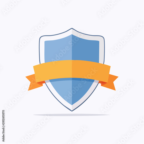 Blue Shield with Orange Ribbon Emblem