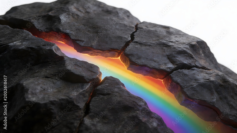 Obraz premium Rock with rainbow light inside