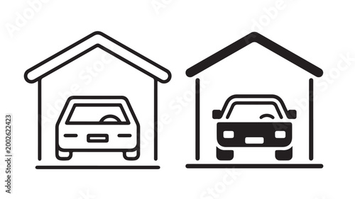 Car Garage Icon Vector Minimalist Black and White Auto Parking