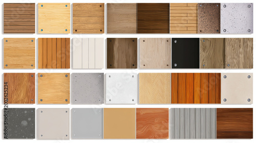 Floor material such as wood, tile, pvc, vinyl and slab such as prestressed, hollow core, pc slab, deck and other vector icon set design.