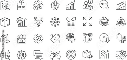 Bild auf Leinwand Increase sale line icon set