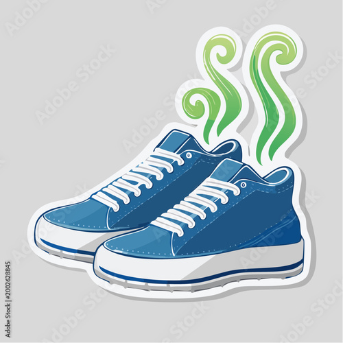 Smelly Blue Sneakers with Green Stink Lines