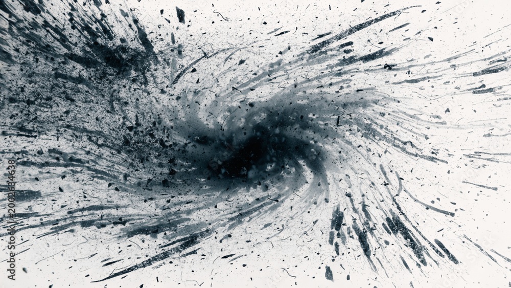 Obraz premium a powerful explosion of black ink originating from a central vortex.