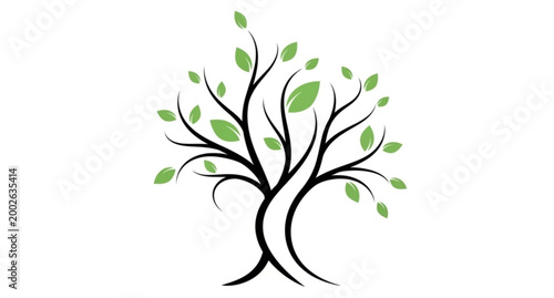 Minimal green tree icon growth and wisdom logo vector illustration isolated on white background