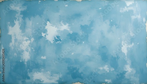 Old Blue Pastel Paper Background with Distressed White Vintage Grunge Texture